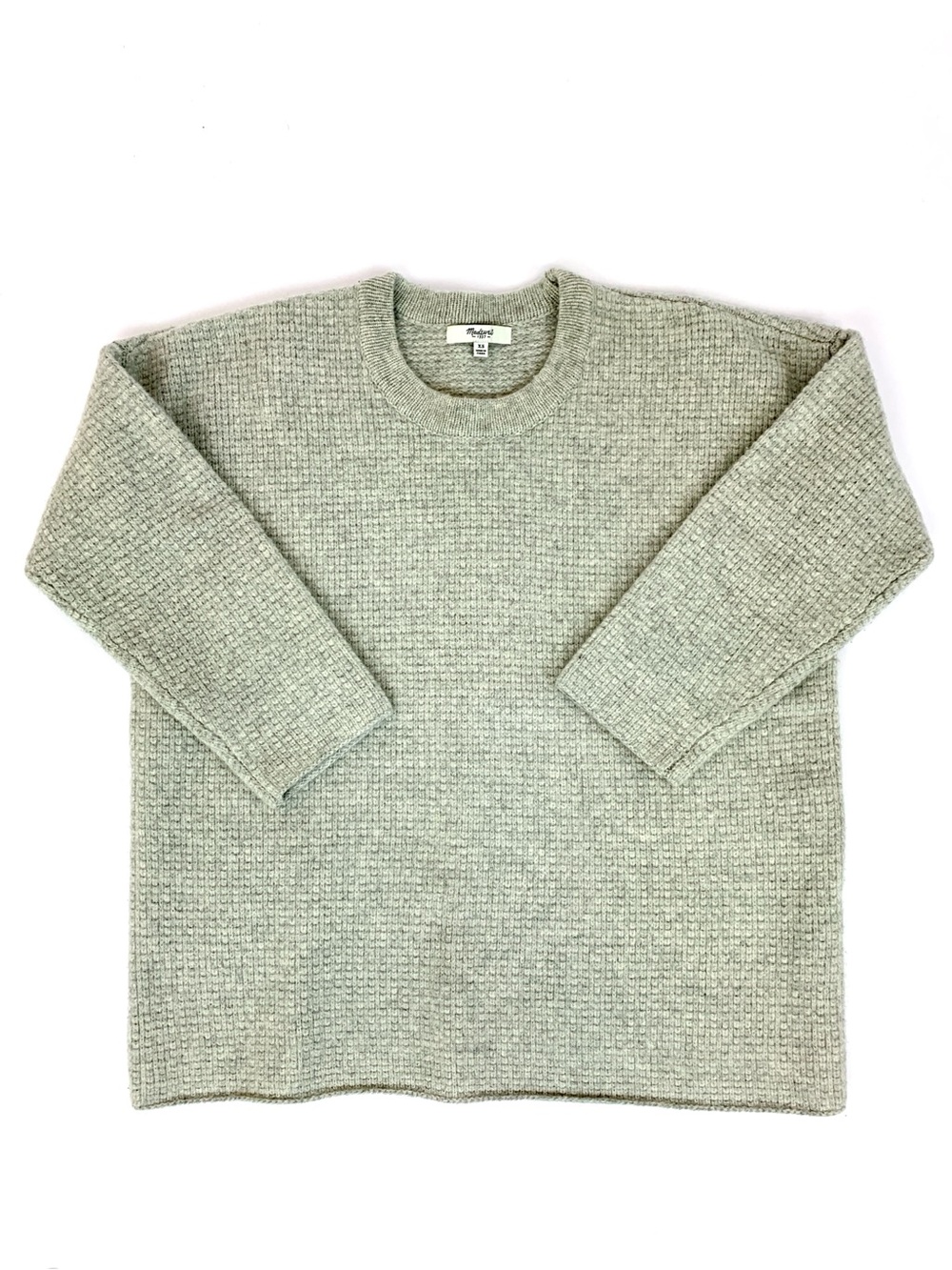 Madewell Light Grey Crewneck Waffle Knit Sweater